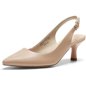 Women's Nude-Pu Slingback Pointed Toe Low Pumps Casual Stylish Kitten Sandal
